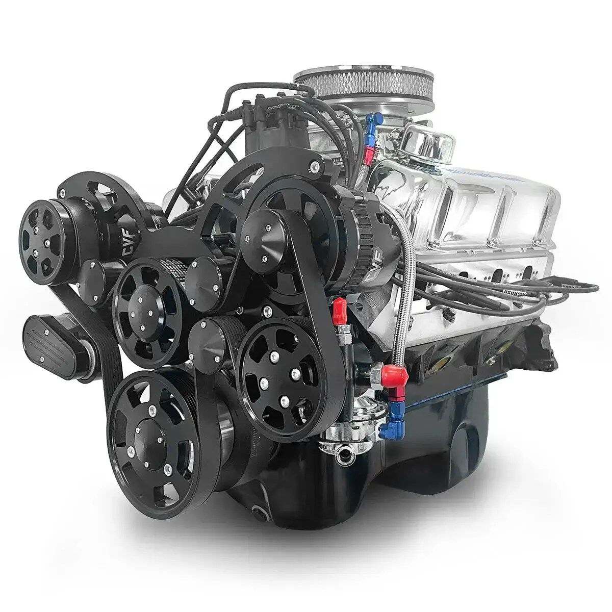 Ford Small Block 302 c.i. Engine - 361 Horsepower - Deluxe Dressed with Black Pulley Kit - Carbureted Rear Sump Oil Pan