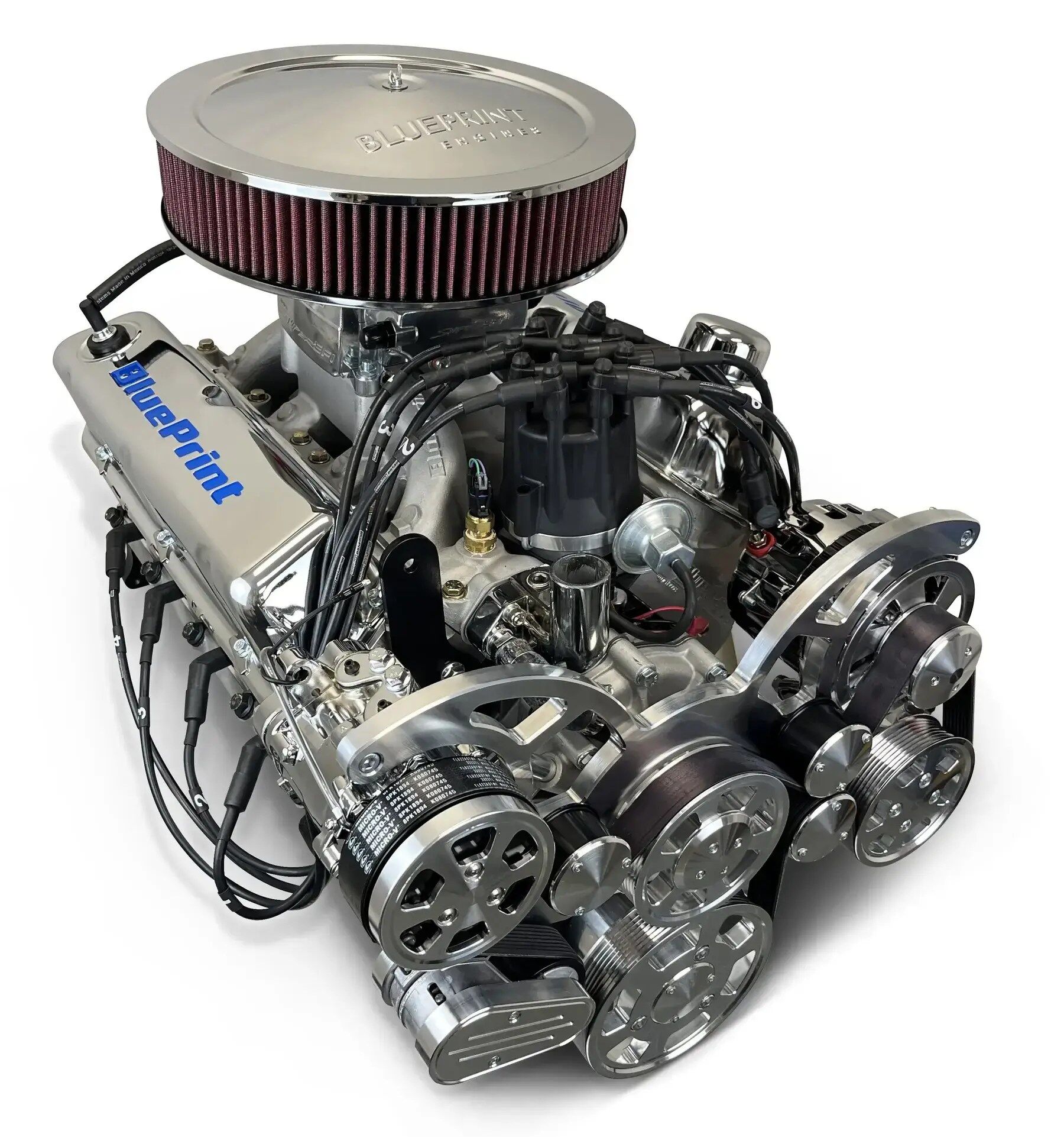 Ford Small Block 347 c.i. Engine - 415 Horsepower -Deluxe Dressed with Polished Pulley Kit - Rear Sump Oil Pan- Fuel Injected