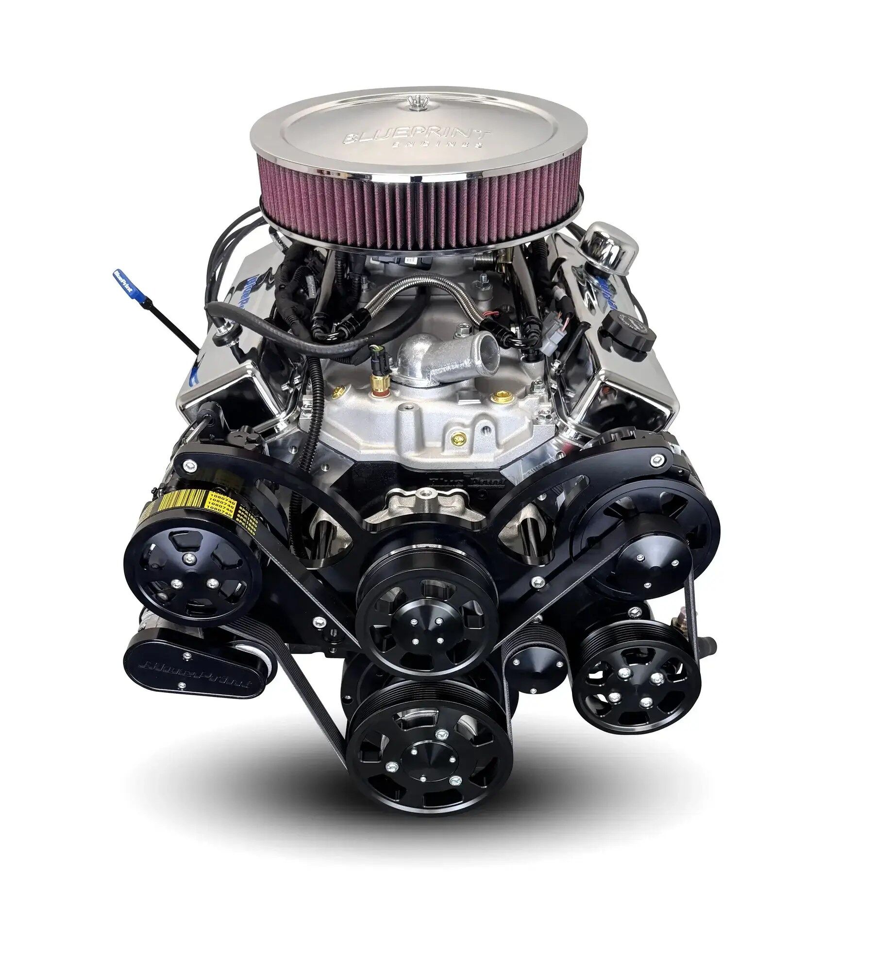 GM Small Block Compatible 383 c.i. Engine - 436 Horsepower - Deluxe Dressed - Black Pulley Kit - BluePrint Engines Calibrated ECU - Image 3