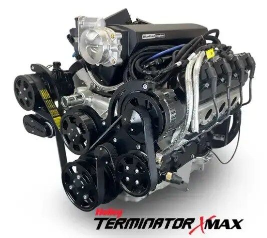 GM LS Compatible 427 c.i. Pro Series Engine - 600 Horsepower - Deluxe Dressed - Black Pulley Kit - Holley Terminator X EFI System