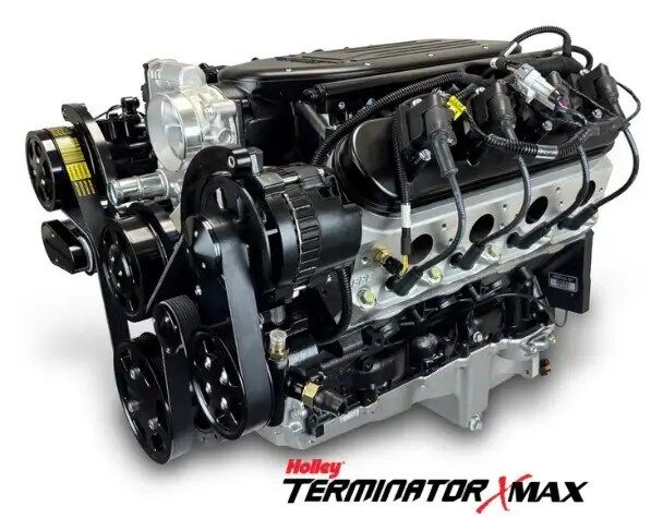 GM LS Compatible 376 c.i. Pro Series Engine - 510 Horsepower - Deluxe Dressed - Black Pulley Kit - Holley Terminator X EFI System