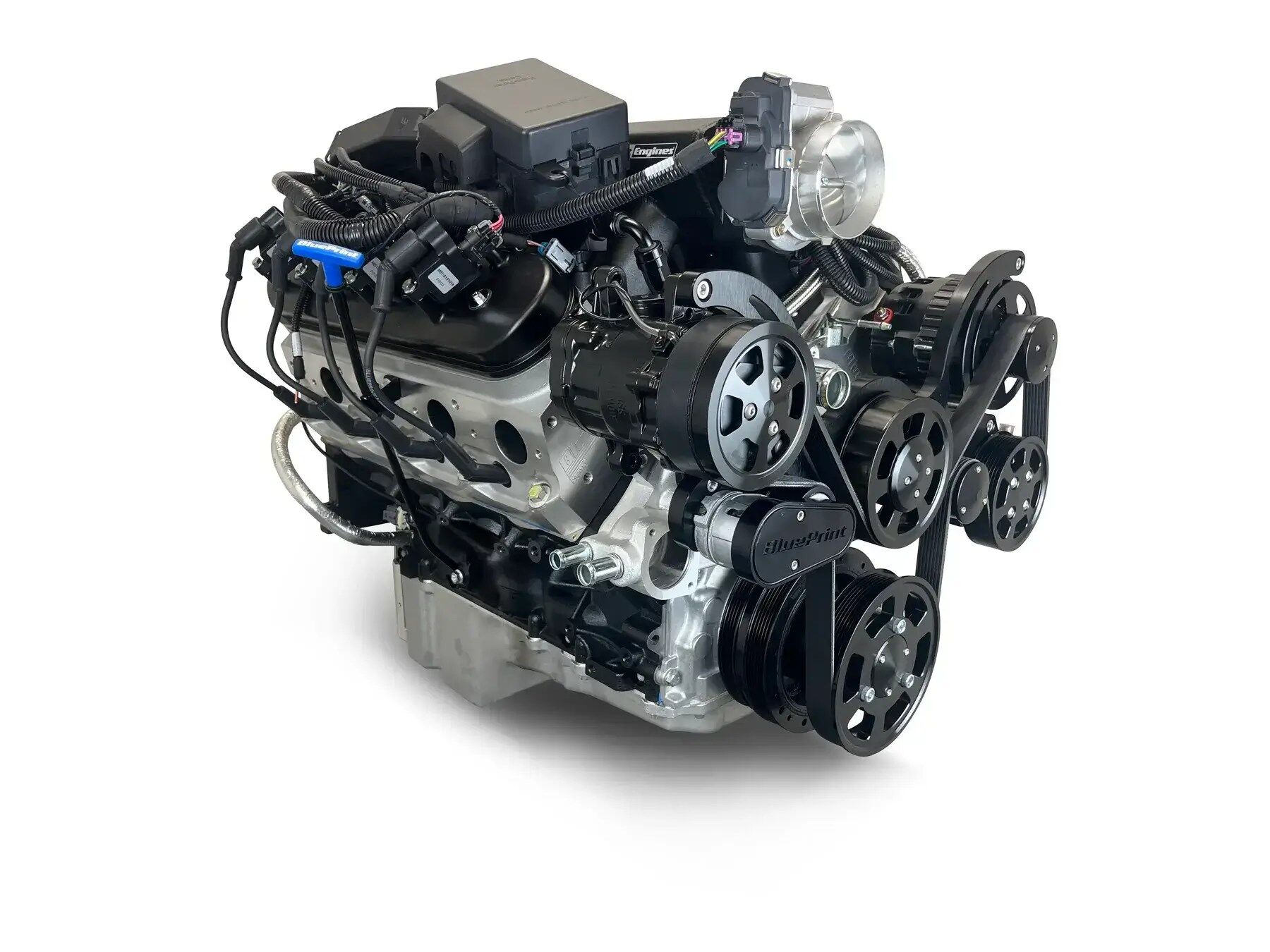 GM LS Compatible 427 c.i. Pro Series Engine - 600 Horsepower - Deluxe Dressed - Black Pulley Kit - Holley Terminator X EFI System - Image 3
