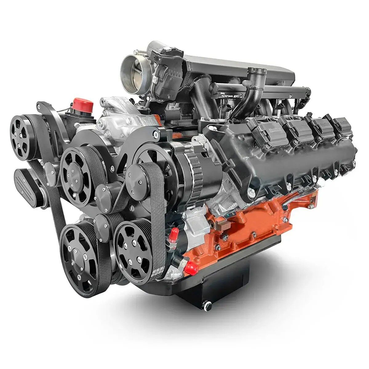 Chrysler Hemi Compatible 426 c.i. Pro Series Engine - 610 Horsepower - Deluxe Dressed - Black Pulley Kit - Fuel Injected