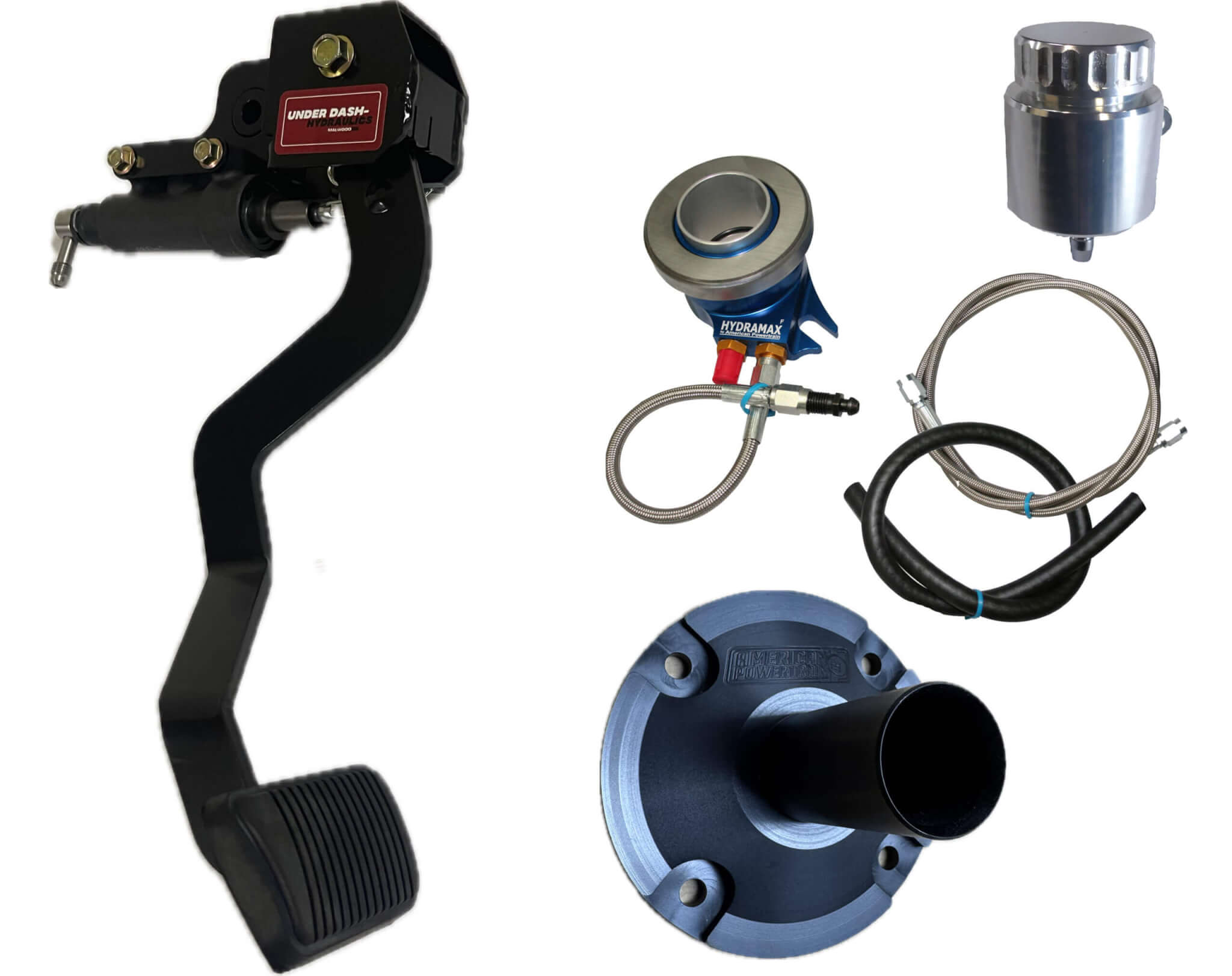 1967-68 Ford Mustang Hydraulic Clutch Conversion Kit with Underdash Hydraulics Clutch Pedal for 4-Speed Toploader with 1 1/16" Input Shaft