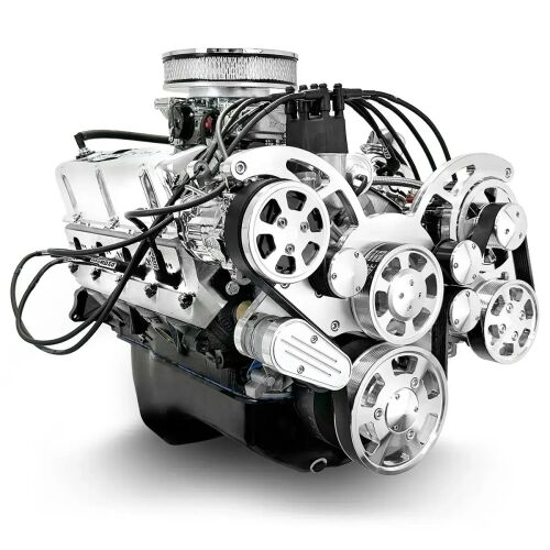 Ford Small Block  347 c.i. Engine - 415 Horsepower - Rear Sump Oil Pan Deluxe Dressed with Polished Pulley Kit - Carbureted