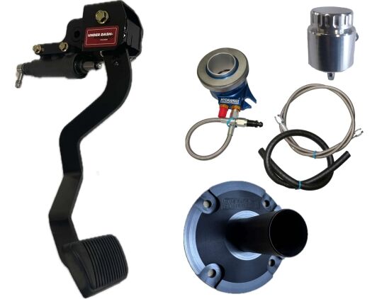 1967-68 Ford Mustang Hydraulic Clutch Conversion Kit with Underdash Hydraulics Clutch Pedal for 4-Speed Toploader with 1 1/16" Input Shaft