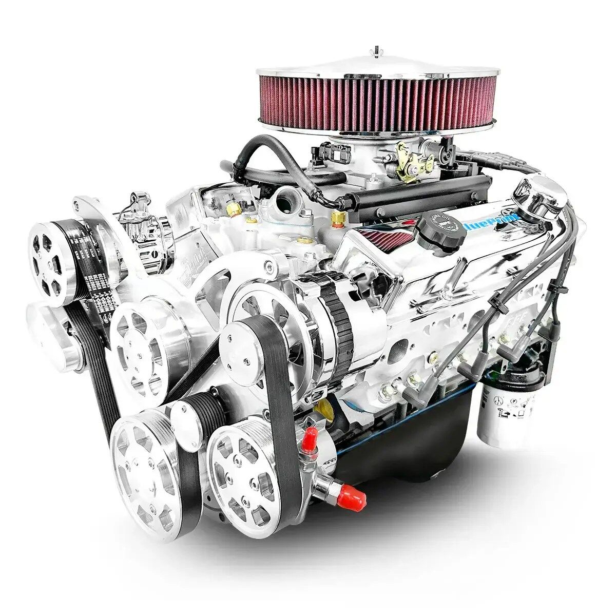 GM Small Block Compatible 400 c.i. Engine - 500 Horsepower - Deluxe Dressed - Polished Pulley Kit - Multi-Port Fuel Injected