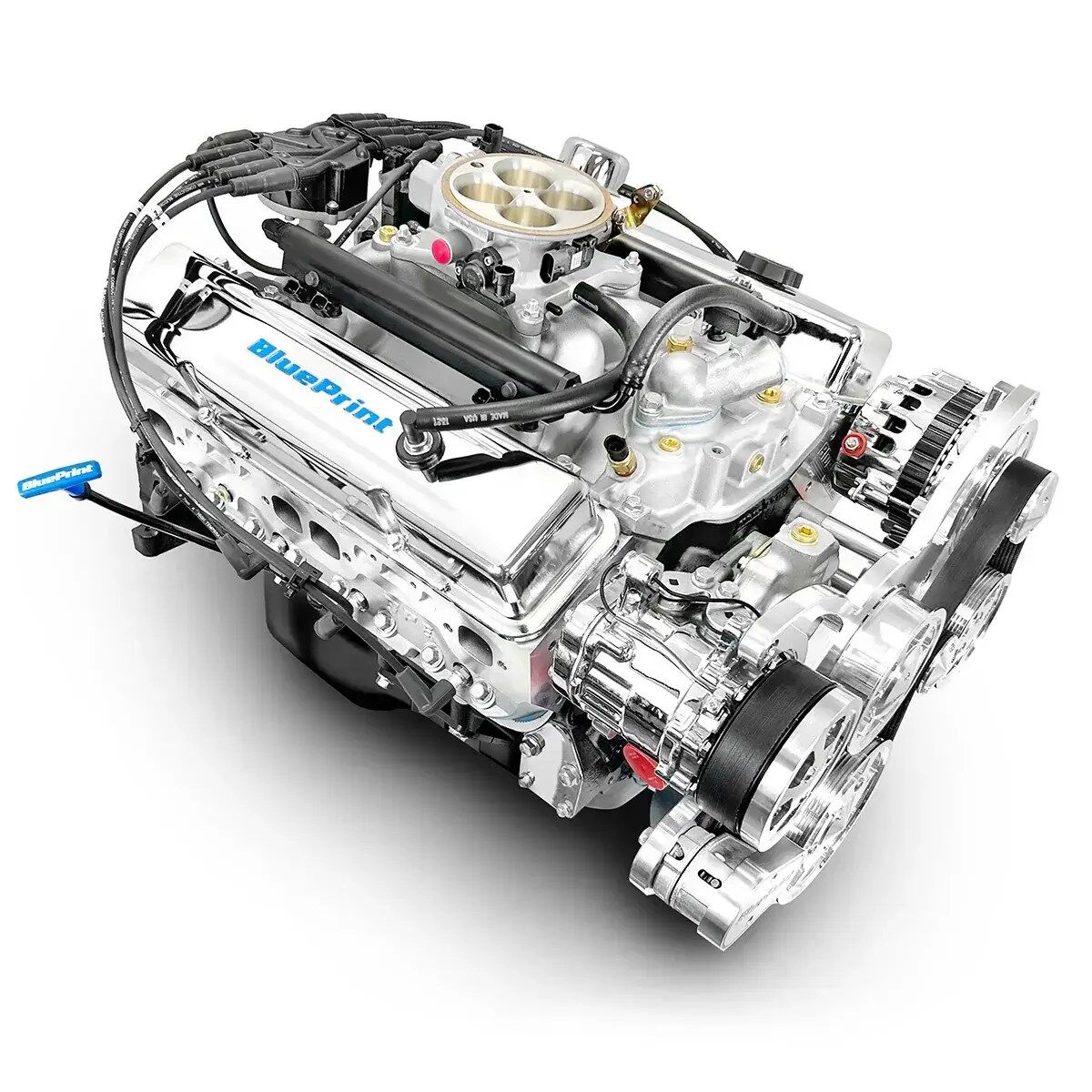 GM Small Block Compatible 383 c.i. Engine - 436 Horsepower - Deluxe Dressed - Polished Pulley Kit - BluePrint Engines Calibrated ECU - Image 2