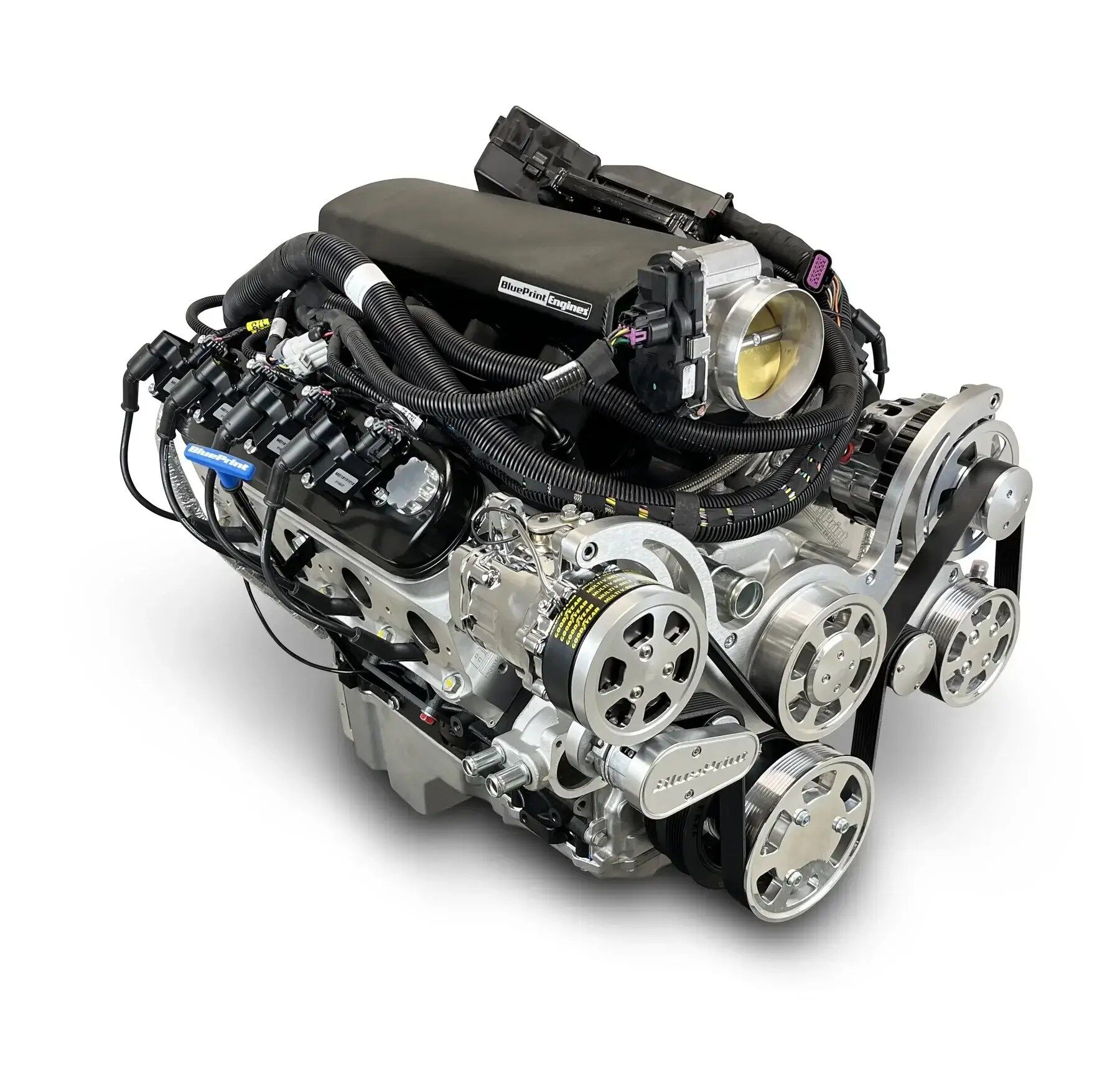 GM LS Compatible 376 c.i. Pro Series Engine - 525 Horsepower - Deluxe Dressed - Polished Pulley Kit - Holley Terminator X EFI System - Image 3