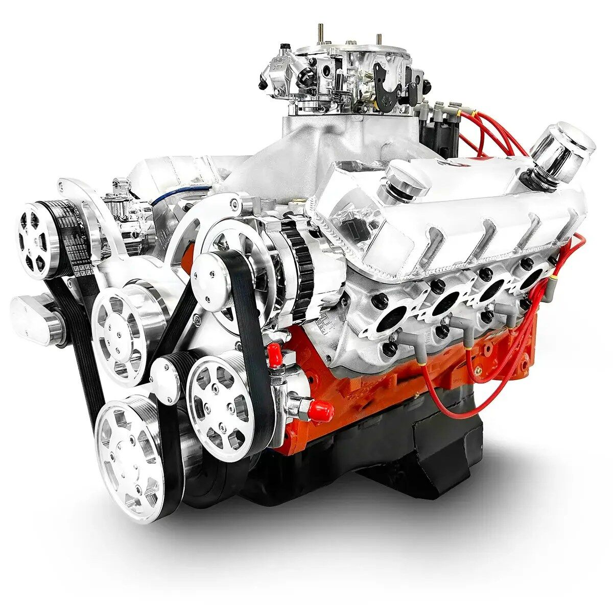GM Big Block Compatible 598 c.i. Pro Series Engine - 741 Horsepower - Deluxe Dressed - Polished Pulley Kit - Carbureted