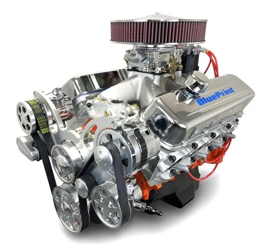 GM Big Block Compatible 502 c.i. Pro Series Engine - 627 Horsepower - Deluxe Dressed -Polished Pulley Kit - Carbureted