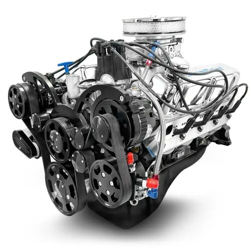 Ford Small Block 302 c.i. Engine - 361 Horsepower - Deluxe Dressed with Black Pulley Kit - Carbureted Front Sump Oil Pan