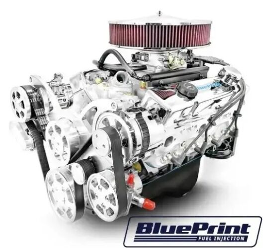 GM Small Block Compatible 383 c.i. Engine - 436 Horsepower - Deluxe Dressed - Polished Pulley Kit - BluePrint Engines Calibrated ECU