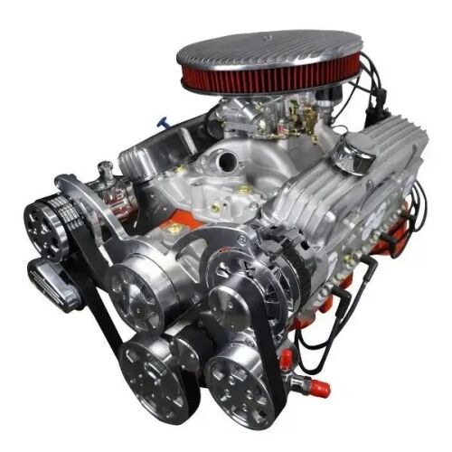 GM Small Block Compatible 383 c.i. Low Profile Engine - 436 Horsepower - Deluxe Dressed - Polished Pulley Kit - Carbureted