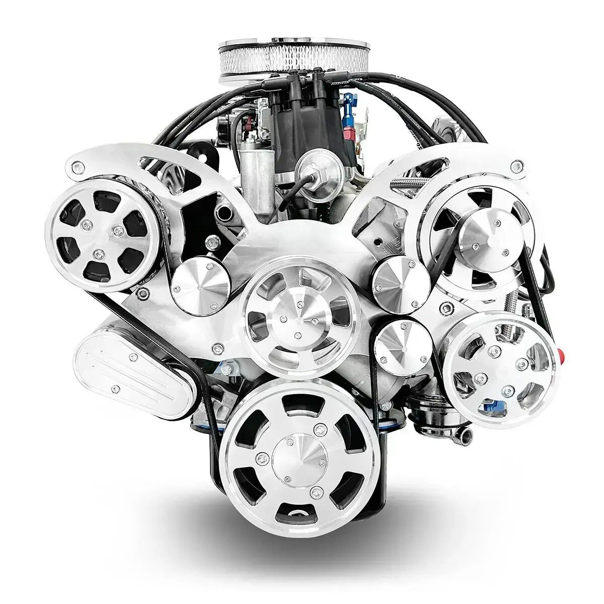 Ford Small Block 347 c.i. Engine - 415 Horsepower - Rear Sump Oil Pan Deluxe Dressed with Polished Pulley Kit - Carbureted - Image 2