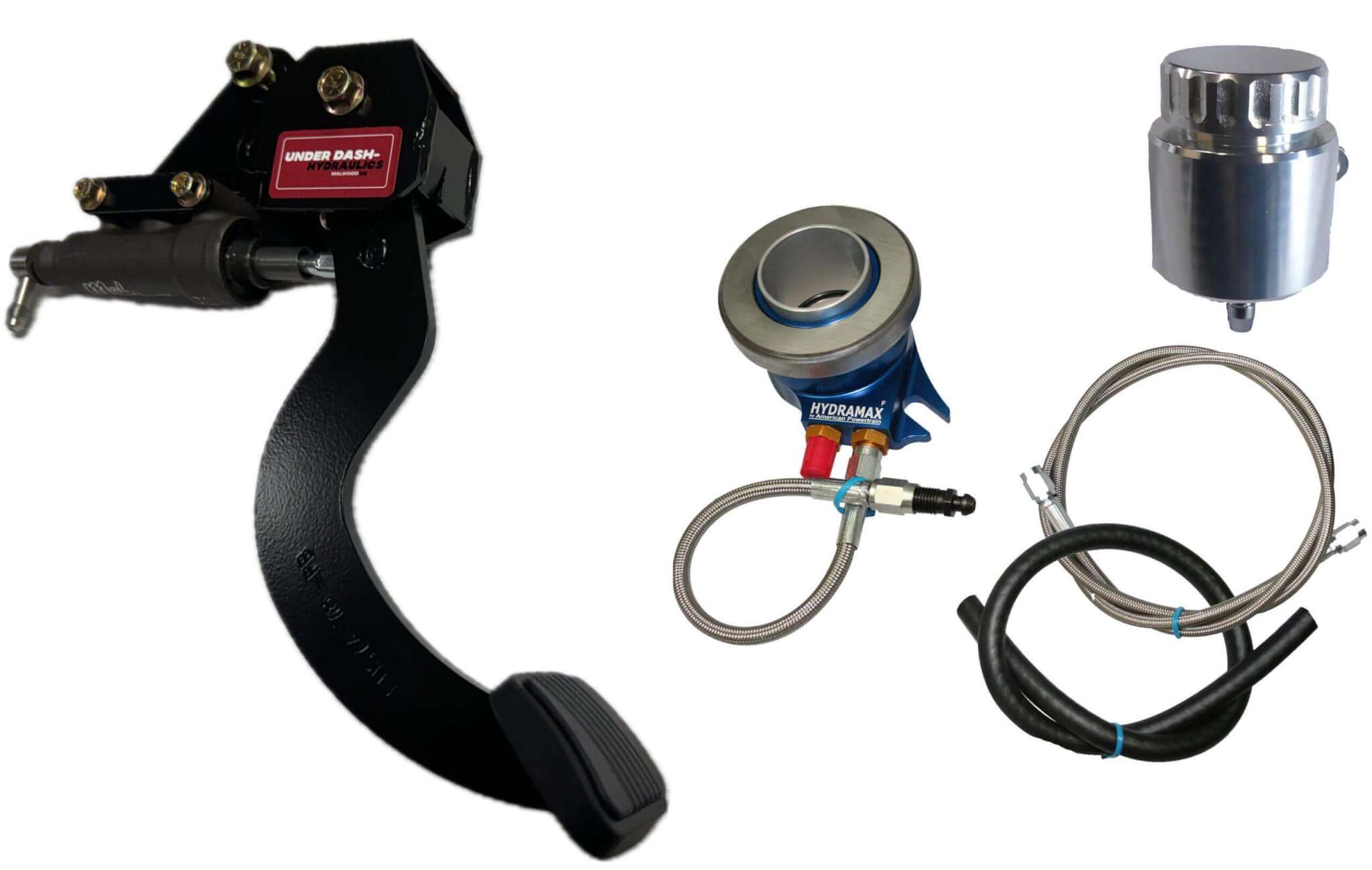 1974-78 Ford Mustang Hydraulic Clutch Conversion Kit with Underdash Hydraulics Clutch Pedal for TKX, TKO, T-5 and Magnum 6-Speed, T-56 fits Power Brake cars