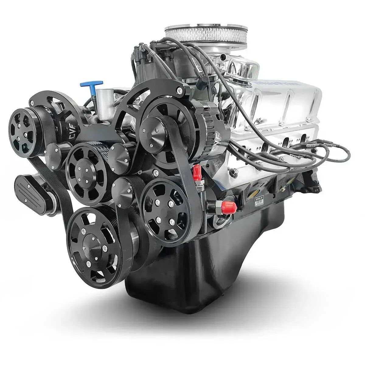 Ford Small Block 347 c.i. Engine - 415 Horsepower - Deluxe Dressed with Black Pulley Kit - Front Sump Oil Pan-Fuel Injected
